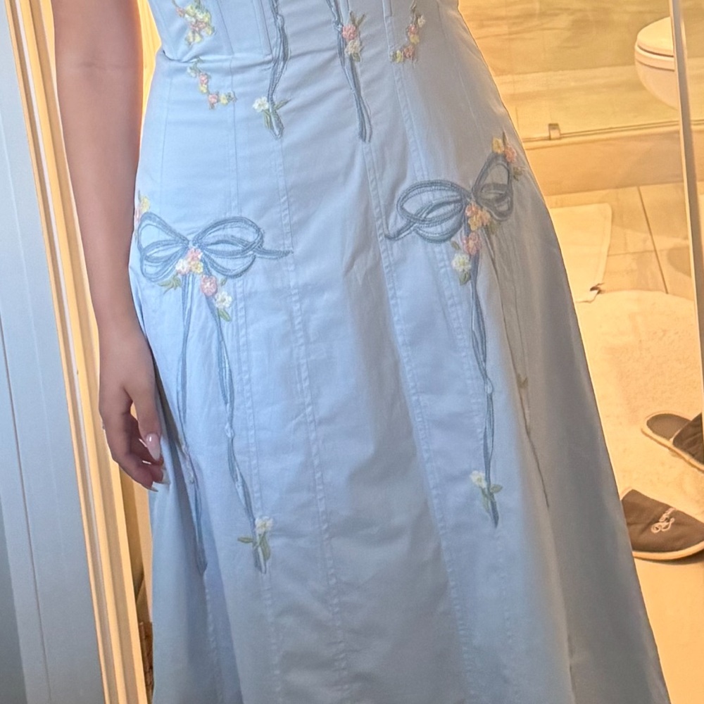 For Love And Lemons Light Blue Midi Dress